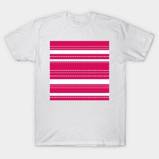 Pink and White striped pattern T-Shirt